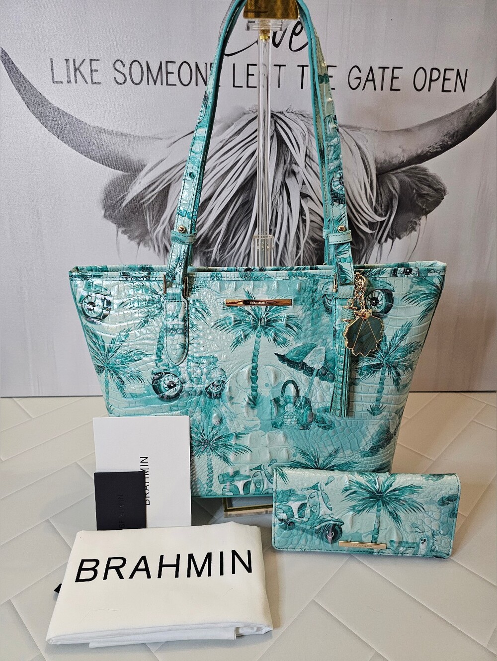 Brahmin Medium Asher Blue Nantucket + Ady Wallet NWT Set